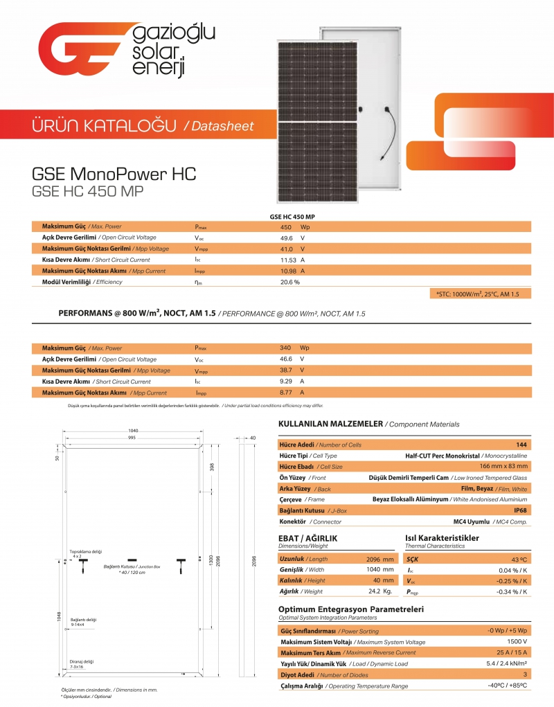 450W Monokristal Half-Cut GSE Panel - 1