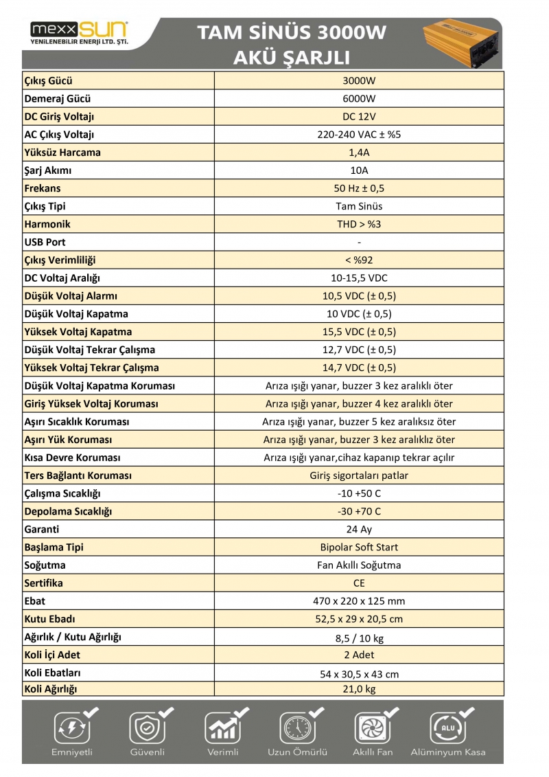Tam Sinüs Şarjlı 12V 3000W - 1